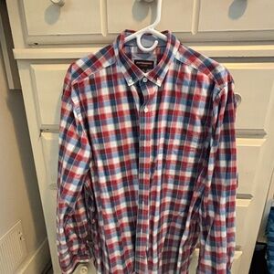Johnston & Murphy Men's Red and Blue Checkered Shirt